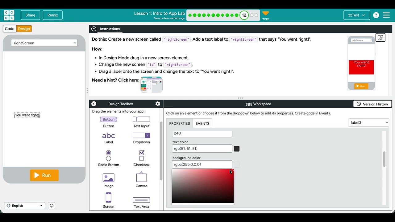 Code.org Event-Driven Programming Lesson 1 #12