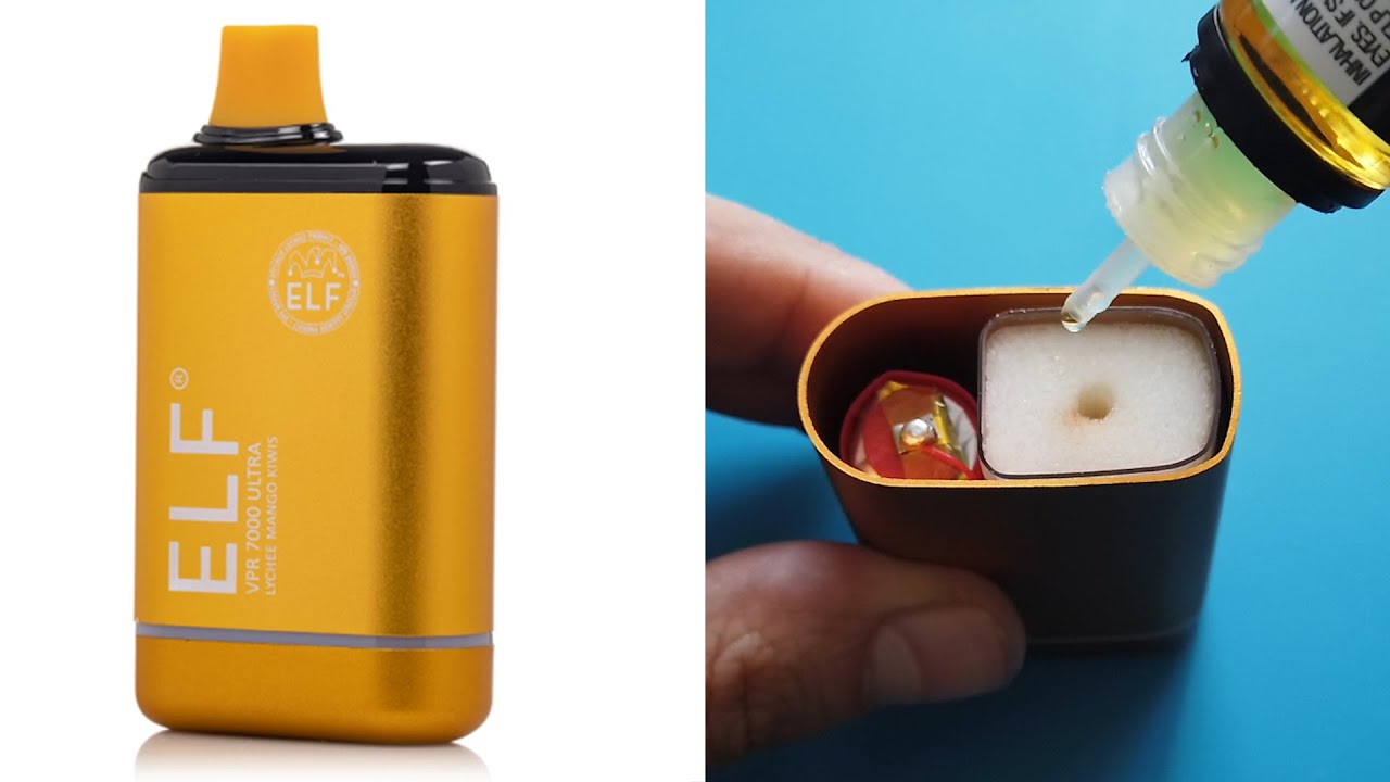 Open and Refill VAPE ELF VPR 7000 ULTRA Rechargeable disposable cigarette Multiple Use tutorial