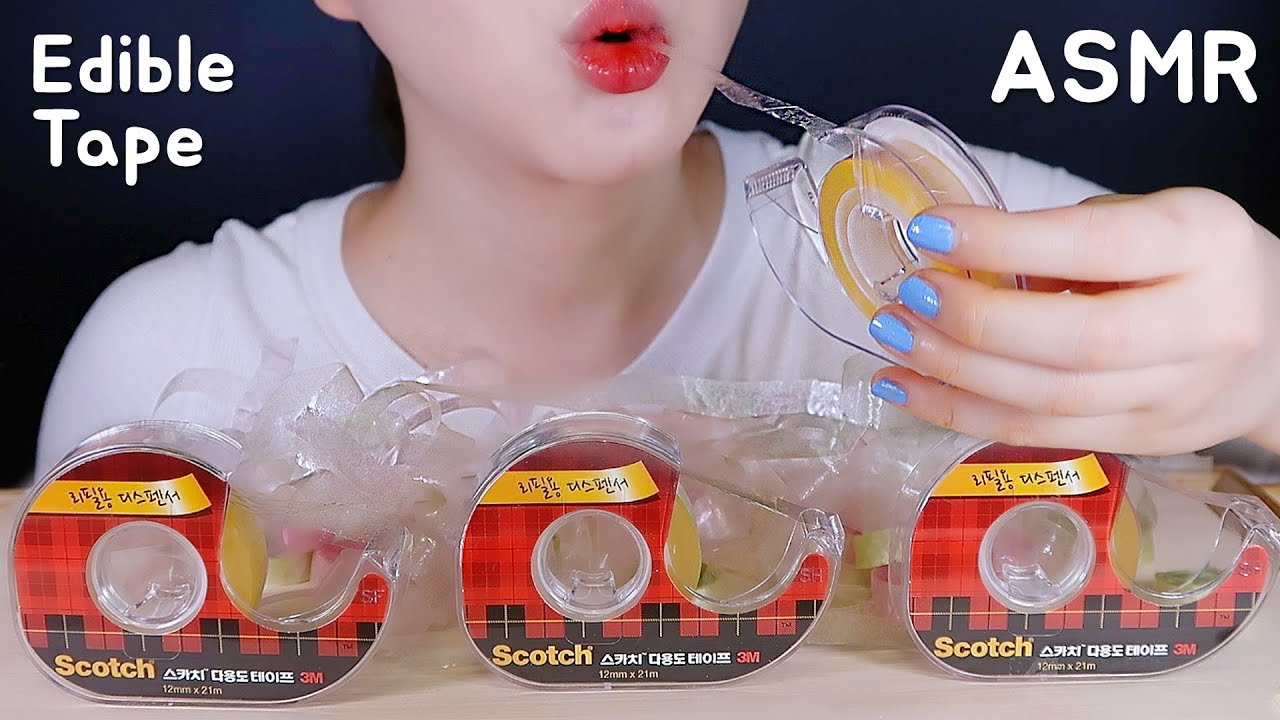 *FUNNY* EDIBLE TAPE EATING ASMR KOREAN SNACK ASMR 식용 테이프 ASMR 불량식품 먹방 ASMR テープ