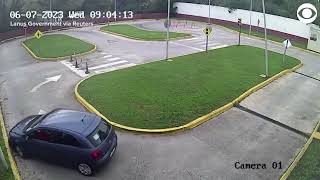 Woman crashes into lamppost and flips her car during driving test. 🤣😂🤣😇🥰😍