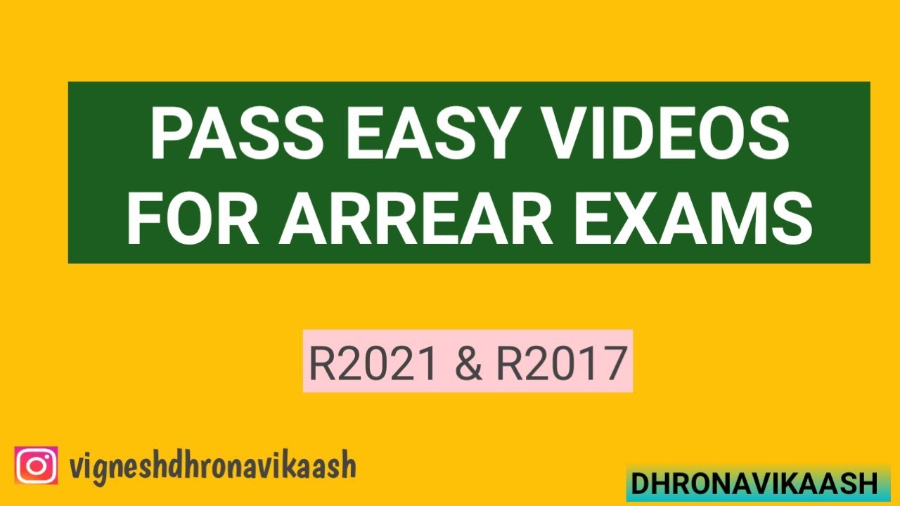 Pass easy videos for Arrear Subjects | R2021 | R2017 | Dhronavikaash