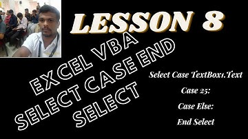 Lesson 8 Excel Vba Select Case End Select
