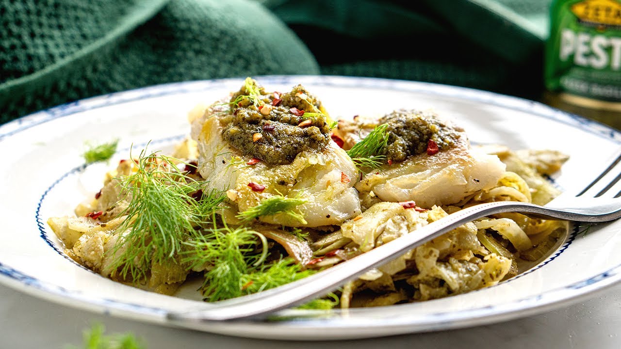 Keto Pesto Cod [with Fennel Noodles] YouTube