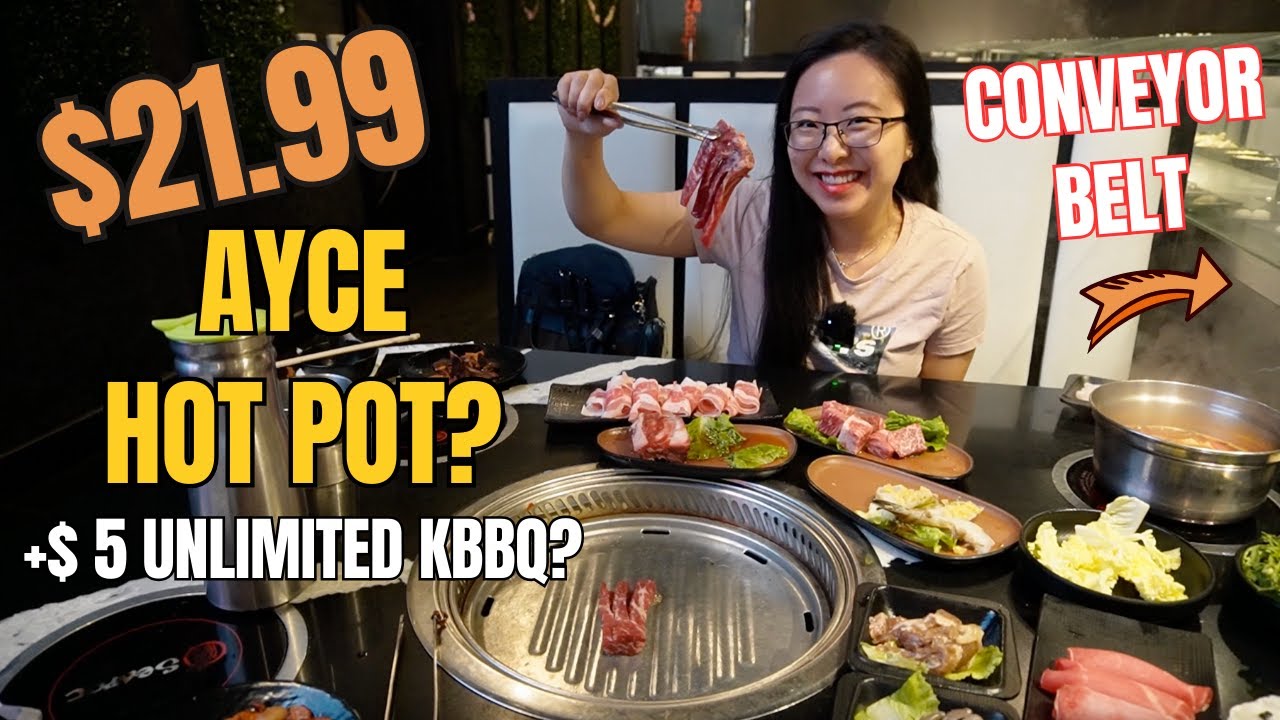 $21.99 AYCE Conveyor Belt HOT POT + $5 Unlimited KBBQ?! | SeaPot Sacramento Honest Review