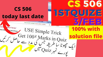 cs506 quiz no 1|solution cs506 quiz solved|cs506 quiz 1 solved|cs 506 Quiz #1 Live Attempt