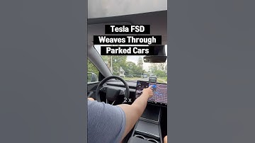 Tesla FSD Weaves Through Parked Cars 🚗🌀 #tesla #fsd #tealafsd