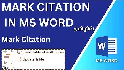 Mark Citation In Ms Word Tamil |Rajavel Learning Skills