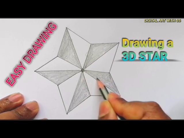 How to Draw Gold Star - Drawing 3D Star on Lined Paper - Vamos | 3d drawing  techniques, 3d drawings, Drawing stars