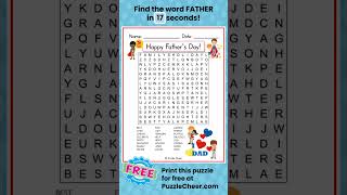 Father's Day Word Search-Find FATHER #wordsearch #wordgames #puzzlegame #wordpuzzle #fathersday
