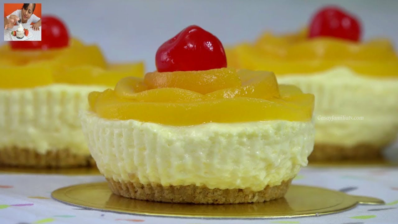 MINI CHEESECAKE de DURAZNO 🍑 ¡FÁCIL, SIN HORNO y Perfecto para Fiestas o Mesa de POSTRES!