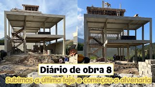 DIÁRIO DE OBRA 8 - TERMINAMOS AS LAJES - COMEÇOU A ALVENARIA - PAREDES DE BLOCO DE CONCRETO