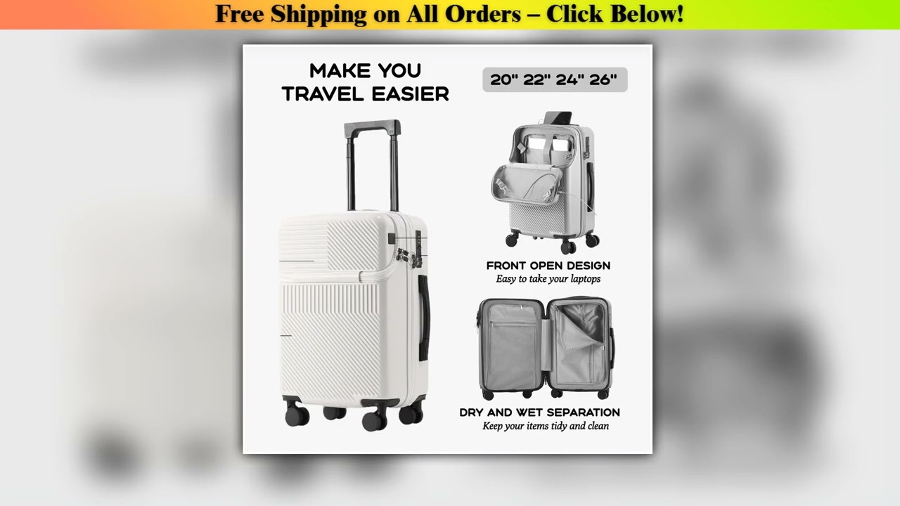 2024 New Durable  Large Capacity Luggage Sets Suitcase Front Open USB Charging Men Carry-On Travel