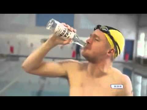 Swimming in the pool after using a bottle of vodka