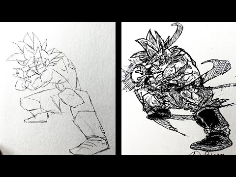 How to draw Goku MUI Speed Drawing StickMan Tutorial Step-by-Steps Easy Drawing #anime #goku