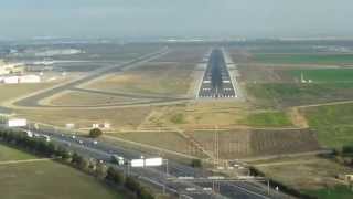 COCKPIT VIEW OF LANDING AT SEVILLE (SEVILLA) AIRPORT