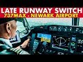 Cleared to land on 22L - Very late switch to 22R due to other aircraft (737MAX)