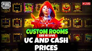 PUBG CUSTOM ROOMS UC$CASH GIVEAWYS #pubgmobileliveroom#zeeislive #pubgmobile#customrooms#ucroom