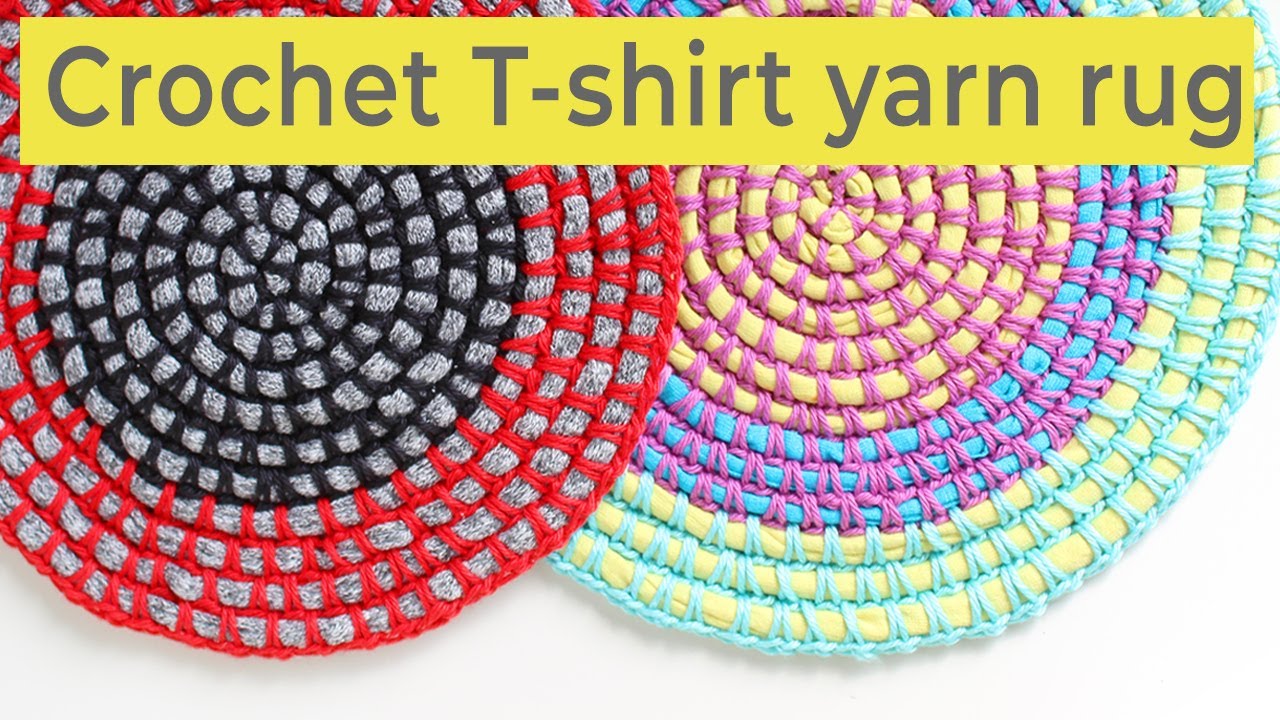 Ferie mulighed Lav et navn Crochet a round T-shirt yarn rug - YouTube