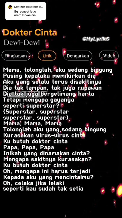 Lirik Lagu Dokter Cinta-Dewi 🎶 #lirik #liriklagu #lirikgoogle #lagukane #doktercinta #dewidewi