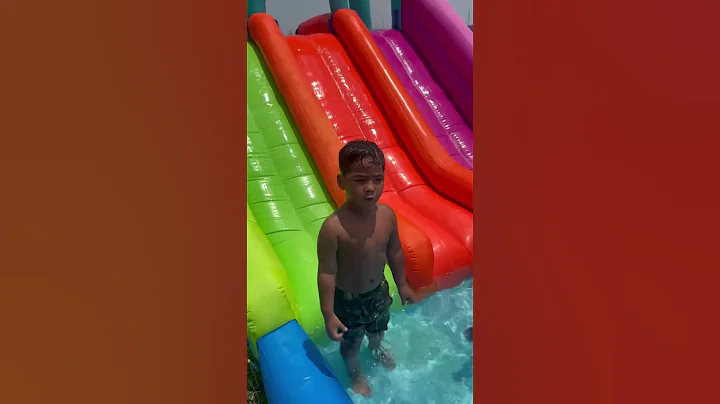 Mom catches dad and son putting the dog on the water slide #shorts