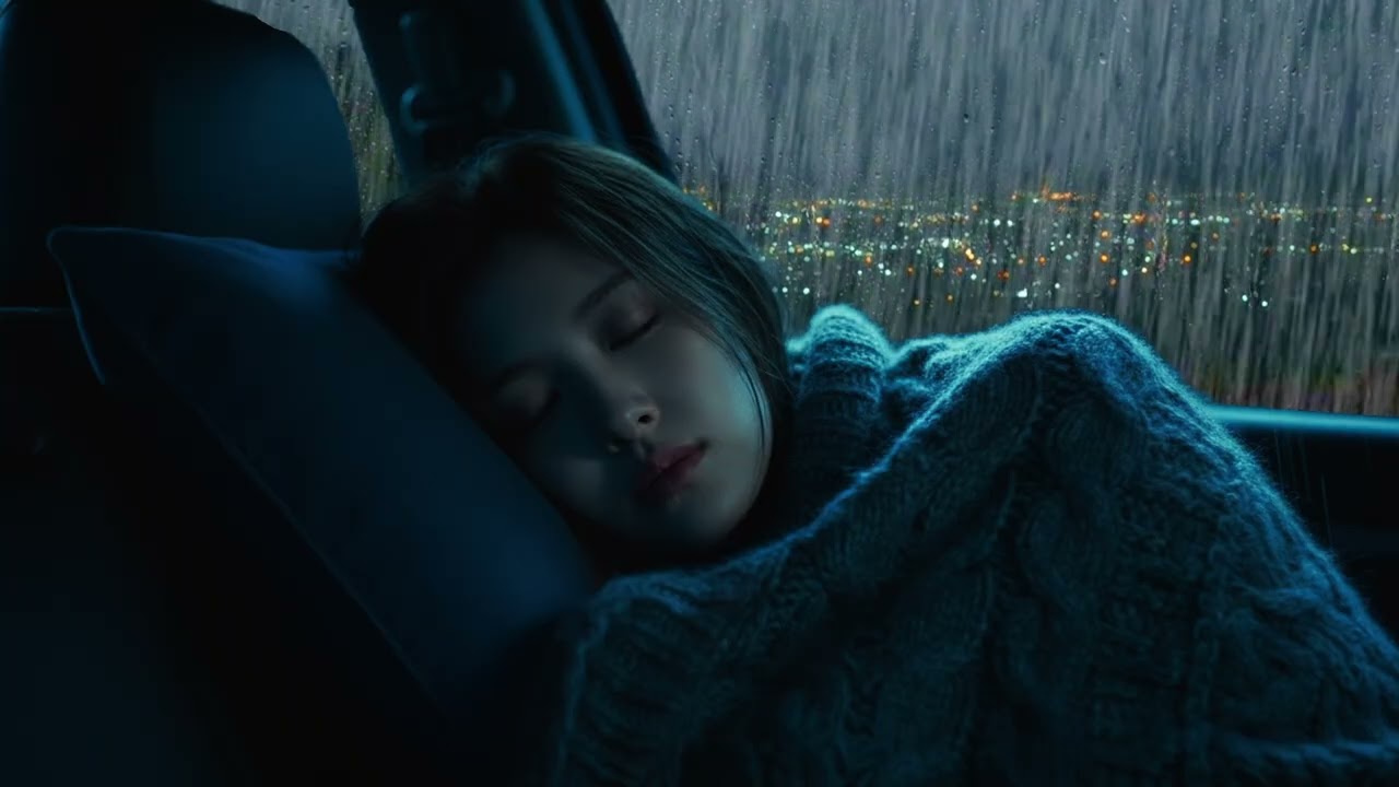 Goodbye Anxiety while Drifting Off to Deep Slumber ✨ Rumbling Thunder 😌 Safe Inside a Car at Night