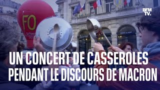 Ces manifestants ont boycotté l'allocution d'Emmanuel Macron