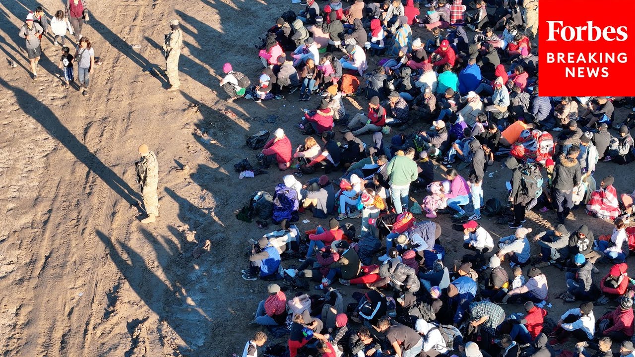 NEW FOOTAGE: Historic Number Of Migrants Cross US-Mexico Border Into Eagle Pass, Texas