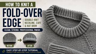 How to Knit a Fold-Over Edge - Double-Knit Neckline, Cuff & Hat Brim - Easy Knitting Tutorial