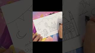 رسم عيد مبارك سهل | بطاقة عيد الفطر | ارسم معايدة| طريقة سهلة عيد سعيد للأطفال |Eid Mubarak drawing