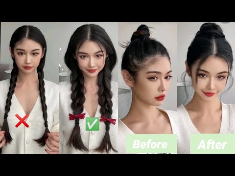 видео: Before & After Double Braid+Top Bun Hairstyle Tutorials*Europe+Korean Style for Girls