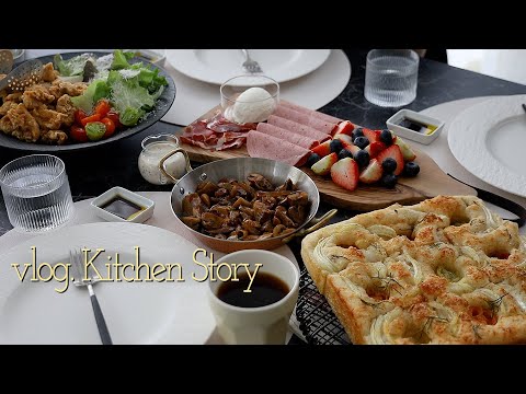 무반죽 포카치아 & 케이준 치킨 샐러드