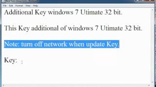 Additional Key Windows 7 Utimate 32 bit