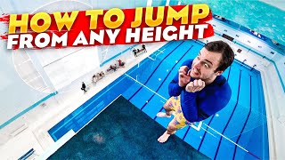 How to dive into a swimming pool from ANY height | water jump feet first from diving board tutorial