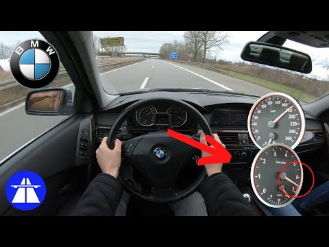 BMW E60 530i TOP SPEED ON AUTOBAHN TEST DRIVE MAX ACCELERATION (NO LIMIT)