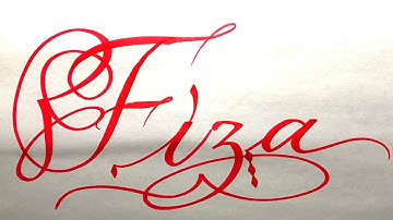Fiza Name Signature Calligraphy Status | How to Draw, Cursive Calligraphy with Cut Marker