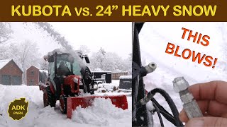 THIS BLOWS! Kubota Snow Blower VS. 24' Wet & Heavy Snow