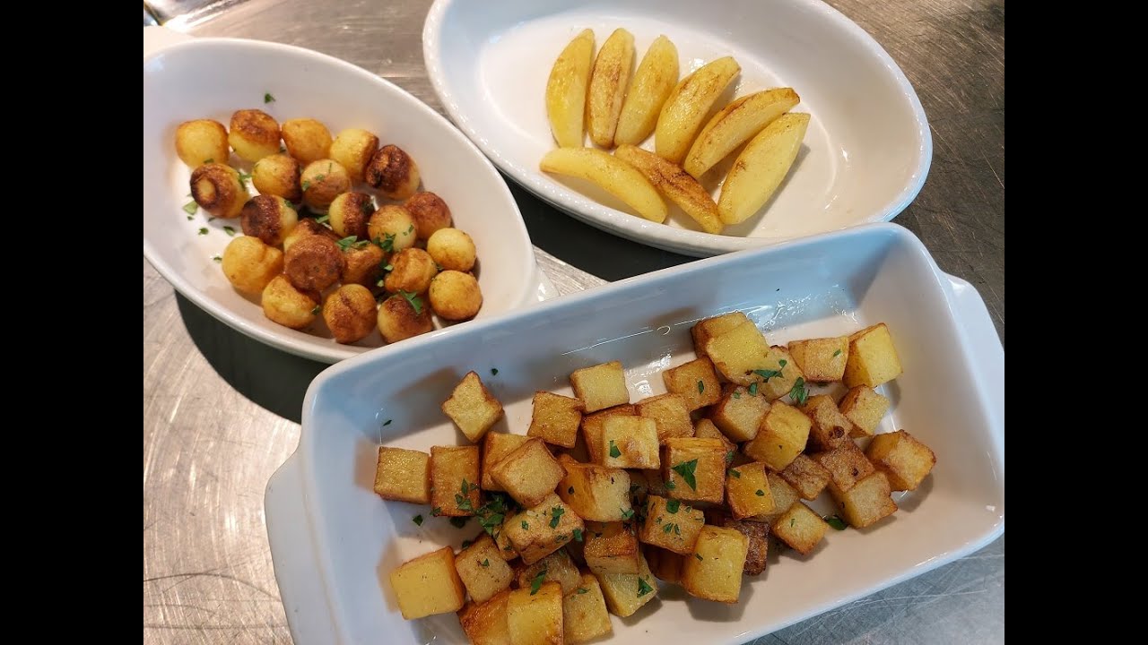 Sättigungsbeilagen: Pariser Kartoffeln, Schlosskartoffeln, Kartoffelwürfel