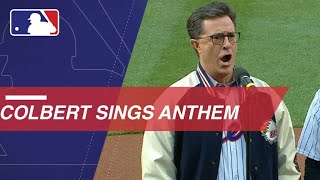 Stephen Colbert performs the national anthem at Citi Field