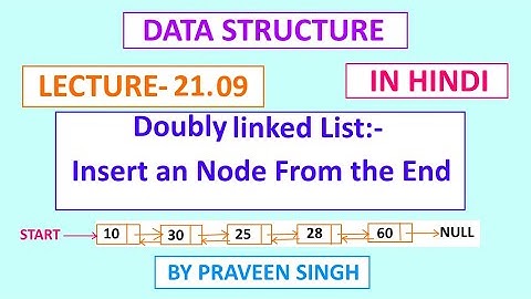 data structure lecture 21.9 insert an node at the end of doubly linked list in hindi