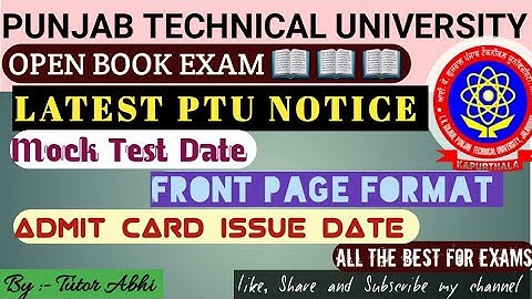 PTU-OBE Exam Admit Card Issue Date | Mock Test Date | Front Page Format For OBE |IKGPTU| Tutor Abhi