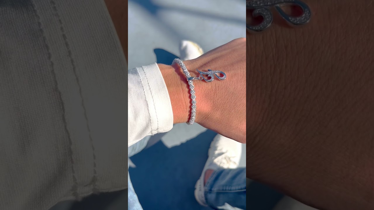 イニシャル「J」ブレスレットホワイト | StoneJewelry