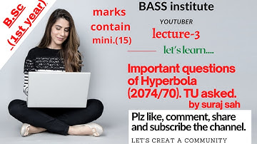 Asymptotes of hyperbola for B.Sc,B.A in nepali by suraj sah//Lecture-3 TU solved question of 2070/74