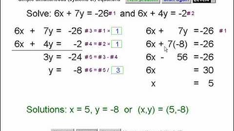 Simultaneous linear (systems of) equations in two variables - 1a