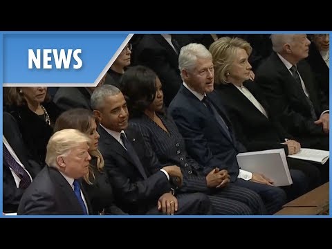 Donald Trump and Hillary Clinton don't shake hands at funeral of George H.W. Bush