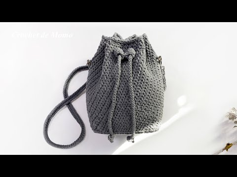 복조리 가방 뜨기, 코바늘 사선무늬 버킷백 크로스백 Crochet bucket bag