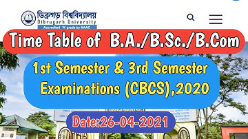 Time Table of B.A./ B.Sc./ B.Com 1st & 3rd Semester Examinations(CBCS), 2020 | Exam Routine