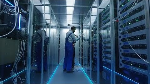 IT Engineers Installing Data Cables Stock Video