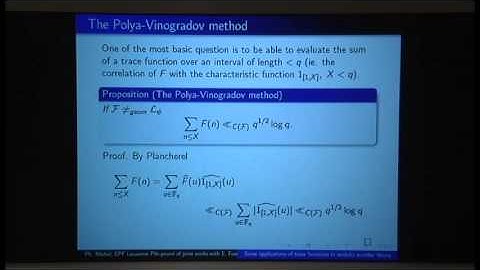Philippe Michel - Some applications of trace functions to analytic number theory