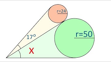 Given Two Circles, Find the Angle X Formed by the Two Tangents to One of the Circles