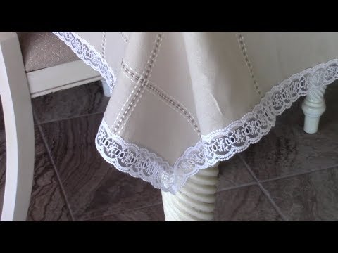 Tablecloth With Mitered Corner Lace Border | The Sewing Room Channel